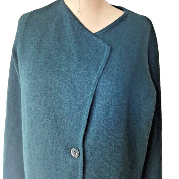 Catherine Malandrino teal boxy sweater cardigan blazer jacket XL - Picture 4 of 12